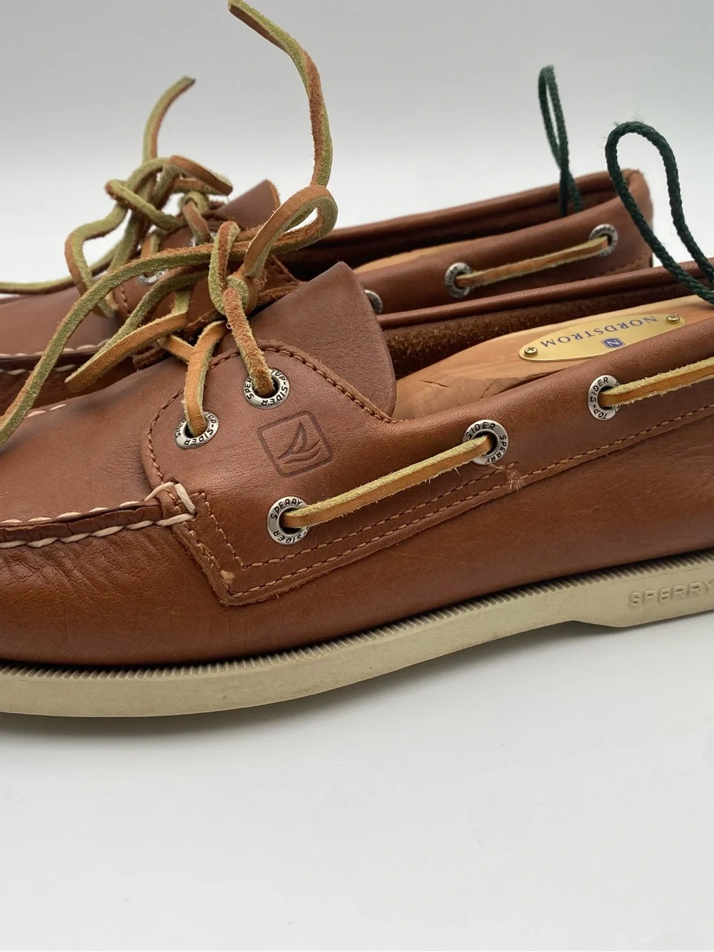 Sperry Men's Top-Sider Tan Leather Loafer Slip-On/Lace-Up Boat Shoes, Size US 7M